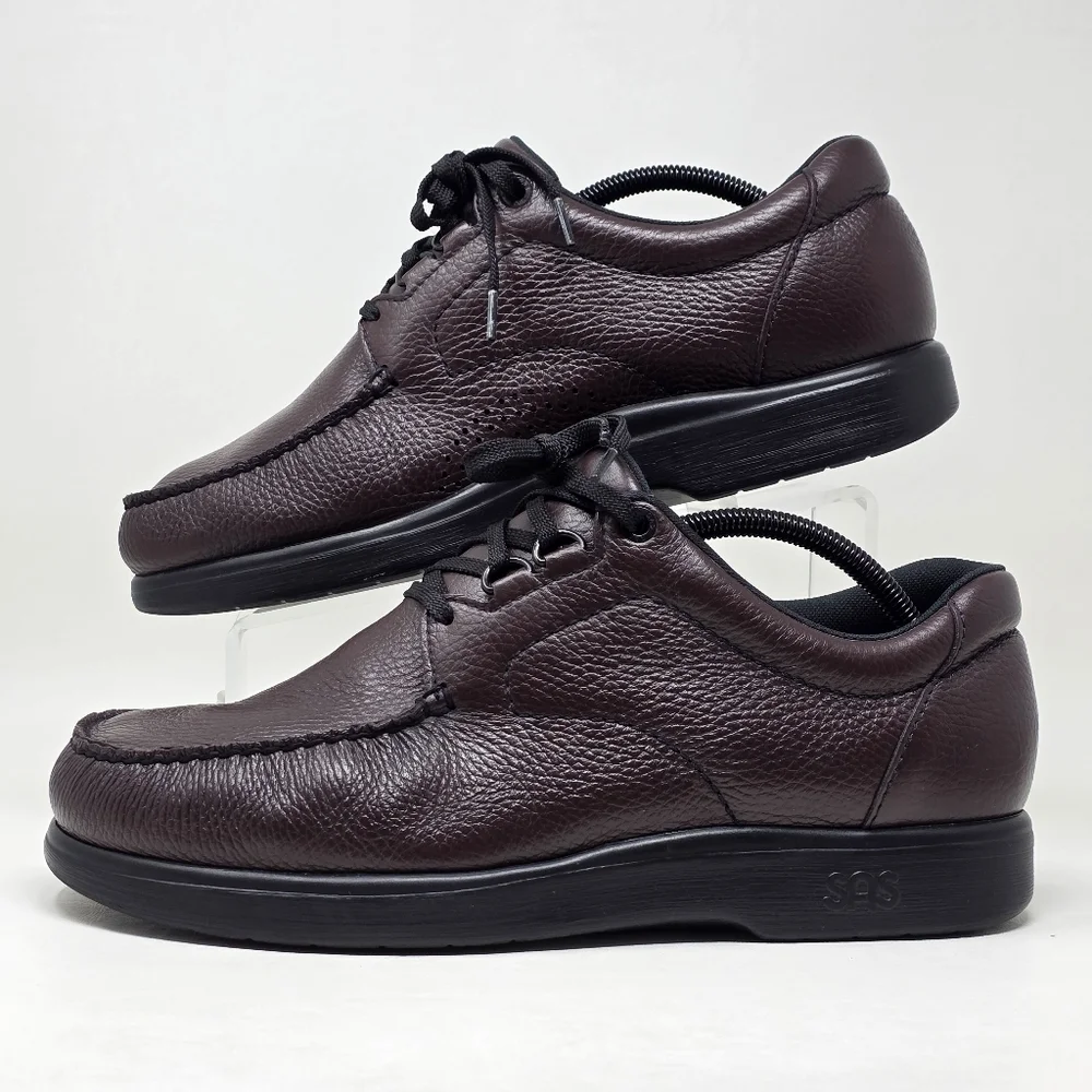 SAS Men's Bout Time Cordovan Size 10.5 Wide Comfort Lace Up Shoes Pre-owned